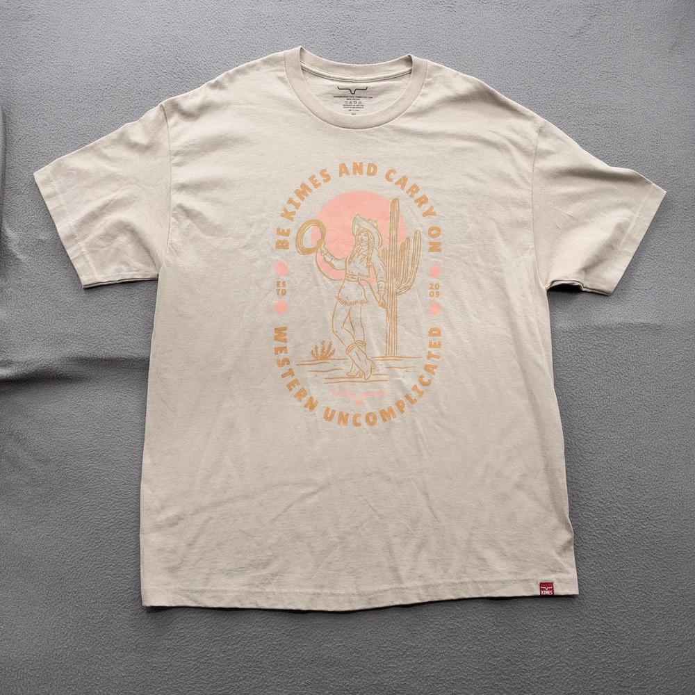 Kimes Ranch Shirt Mens XL Beige Cowgirl Western Desert Graphic Tee Tagless